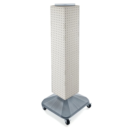 Azar Displays 4-Sided Pegboard Floor Spinner Rack w/ Wheels. Black 8"W x 48"H 703388-WHT